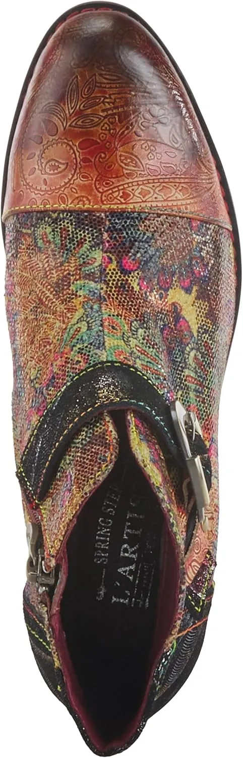 Spring Step L'Artiste Georgiana-Scope Booties for Women - Ankle Boots with Zipper Closure - Hand-Painted Ladies Boots for Outdoor