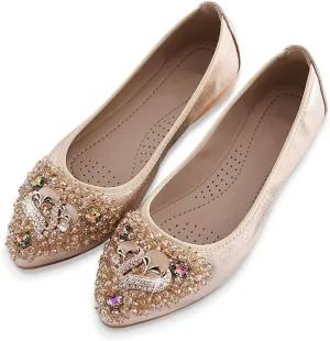 Stunner Womens Foldable Pointed Toe Ballet Flats Rhinestone Loafers Fashion Flats