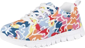 Stylish Print Soft Running Tennis Shoes for Kids Girls Lightweight Lace Up Nonslip Mesh Athletic Shoes