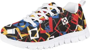 Stylish Print Tennis Shoes for Girls Breathable Mesh Nonslip Lightweight Soft Lace Up Athletic Sneakers