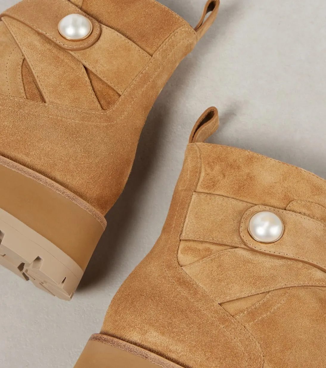 Suede Ankle Boots For Women Platform Pearl Combat Short Boots With Zipper Round Toe Chunky Heel Booties Fashion Buckle Flat Dress Shoes