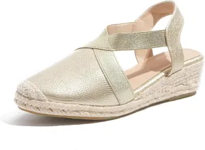 Summer Ready: Chic Women's Platform Espadrilles with Round Toe, Secure Slip-On Slingback, Mid Heel - Perfect All-Day Wear TDWL75