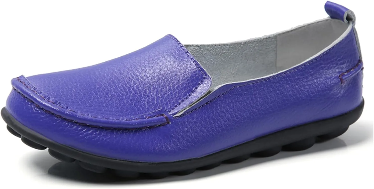 Sunporx Women's Casual Loafers Comfortable Slip on Moccasins Leather Flats Shoes Casual Walking Driving Loafers