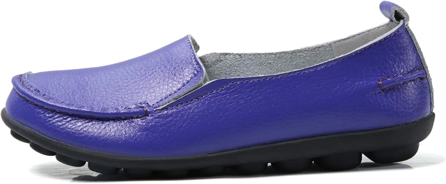Sunporx Women's Casual Loafers Comfortable Slip on Moccasins Leather Flats Shoes Casual Walking Driving Loafers