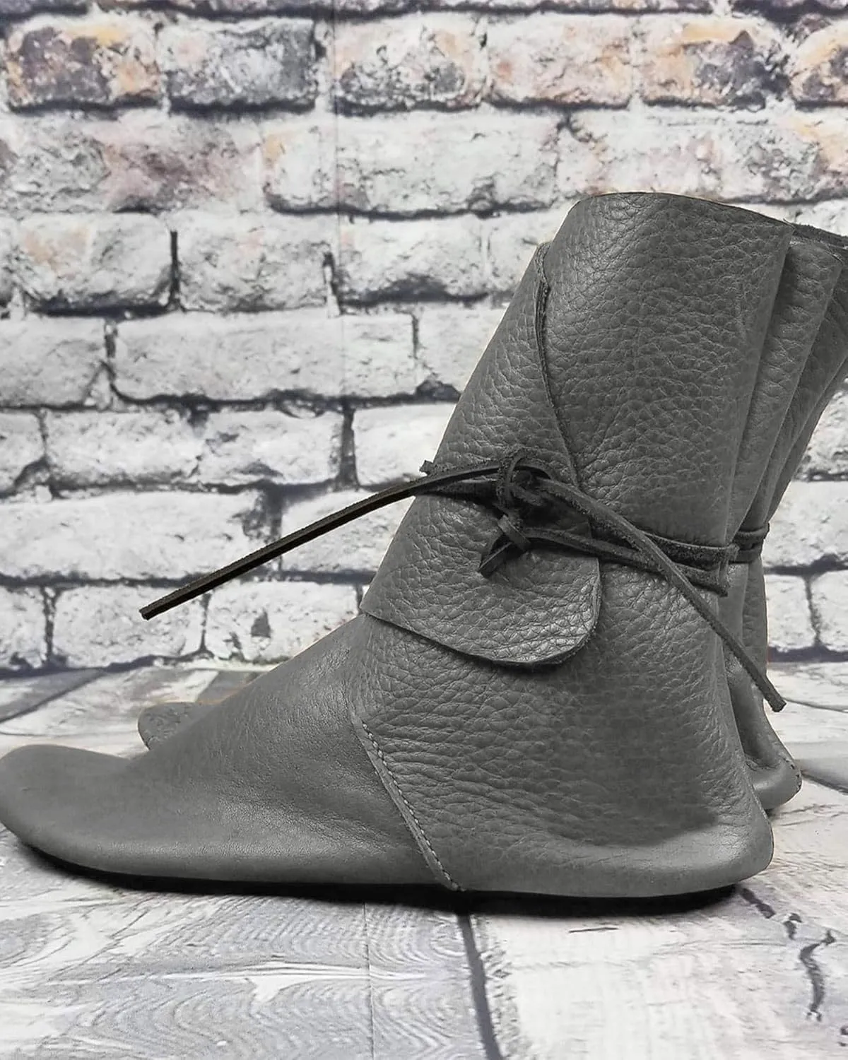 Syktkmx Mens Renaissance Boots Slip on Lace Up Medieval Cosplay Western Pirate Viking Tied Halloween Cuff Shoes