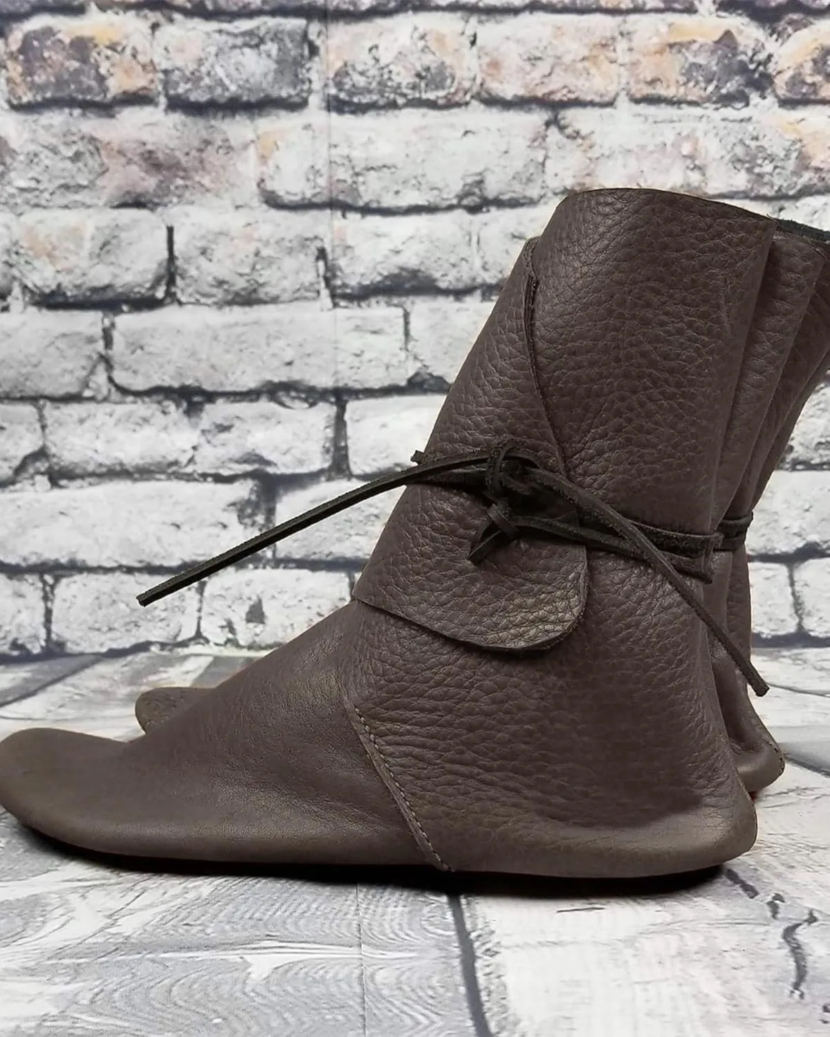 Syktkmx Mens Renaissance Boots Slip on Lace Up Medieval Cosplay Western Pirate Viking Tied Halloween Cuff Shoes
