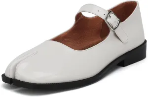 Tabi Mary Jane Shoes Women Split Toe Low Heel with Ankle Buckle Strap Flats Shoes for Women