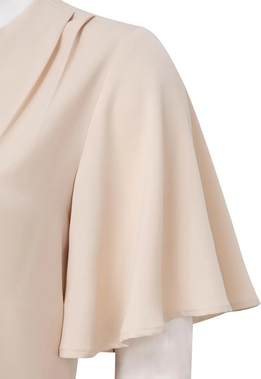 Timeson Women's V Neck Chiffon Blouse Ruffle Sleeve Ladies Work Shirts