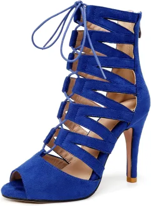 TINRYMX Womens Ballroom Dance Shoes Ankle Boots Lace up Booties Mordern Jazz Latin Salsa Heels, Model DS-K500