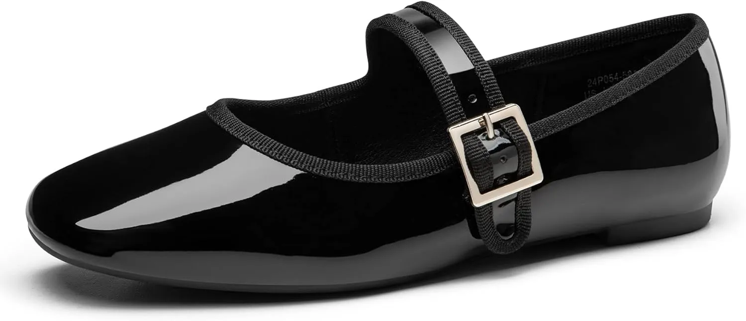 Trary Women's Ballet Flats,Square Toe Velvet Mary Jane Shoes Women,Comfortable Dress Shoes for Women Dressy