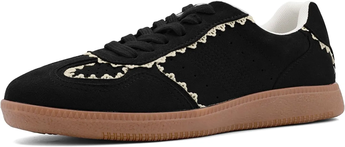 UBWDU Lace Fashion Ballet Sneakers for Women 2025 – Trendy Cute Crochet Ribbon Lace-Up Casual Spring Shoes