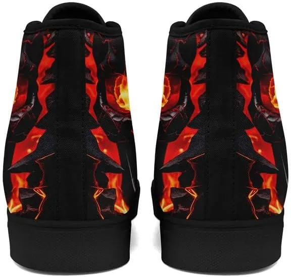 Unisex Fashion Skull High Top Sneakers Classic Lace-Up Canvas Shoes,Casual Cool Hip Hop Tennis Walking Shoes for Men Women