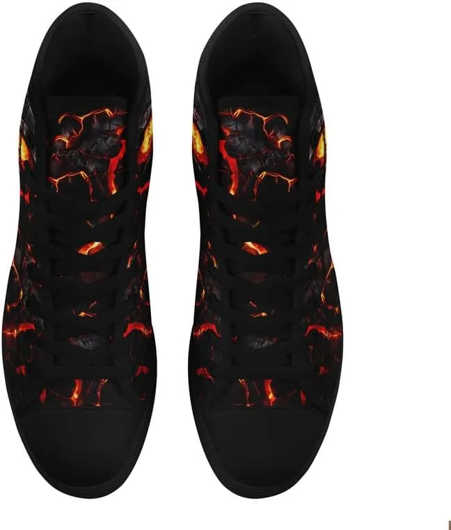 Unisex Fashion Skull High Top Sneakers Classic Lace-Up Canvas Shoes,Casual Cool Hip Hop Tennis Walking Shoes for Men Women