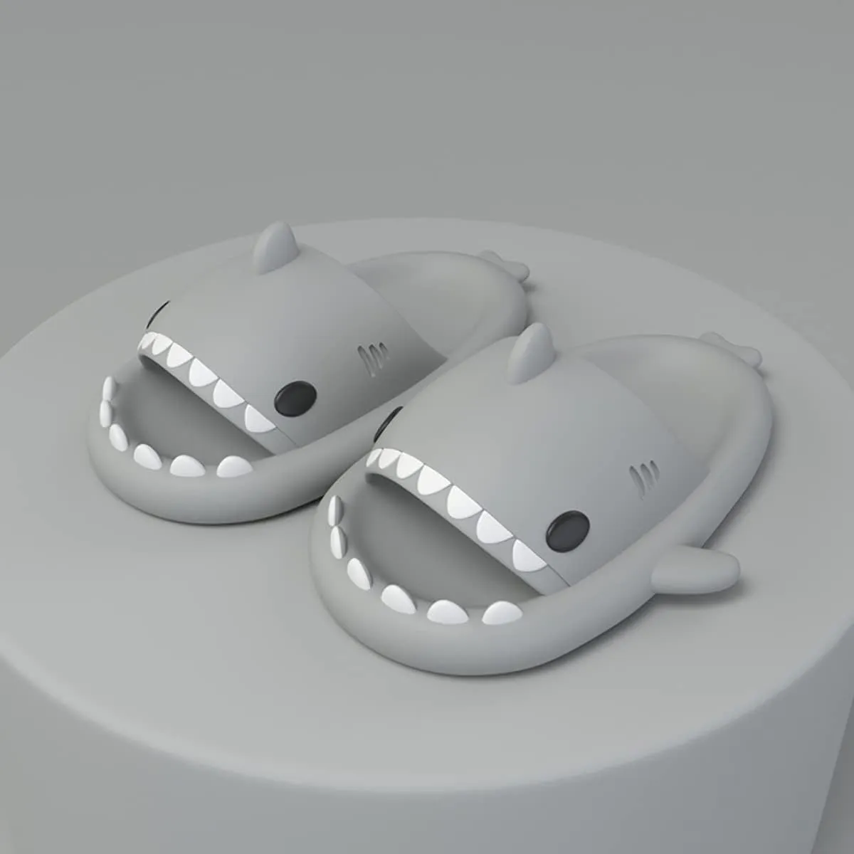 Unisex Shark Slides Pillow Thick-Soled Cute Cartoon Open Toe Sandals Lightweight Comfort Non-Slip Shower Beach Slippers