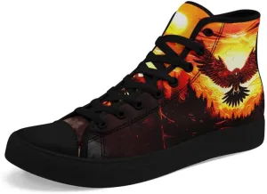 Unisex Skull High Tops for Women Cool Design Black Canvas Shoes Classic Lace Up Fashion Sneakers Streetwear