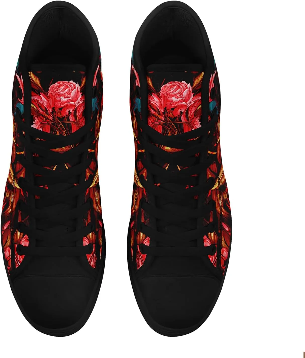 Unisex Skull High Tops for Women Cool Design Black Canvas Shoes Classic Lace Up Fashion Sneakers Streetwear