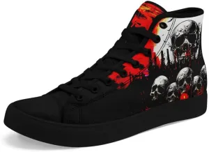 Unisex Skull High Tops for Women Cool Design Black Canvas Shoes Classic Lace Up Fashion Sneakers Streetwear
