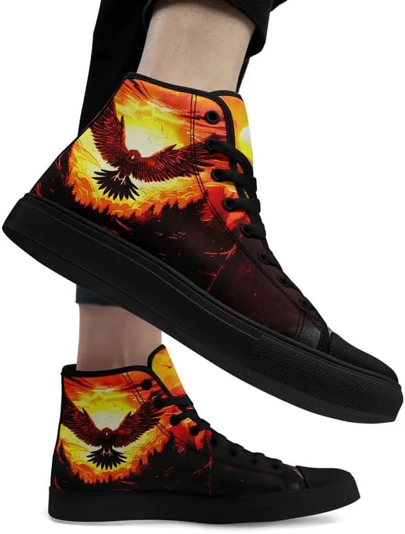 Unisex Skull High Tops for Women Cool Design Black Canvas Shoes Classic Lace Up Fashion Sneakers Streetwear