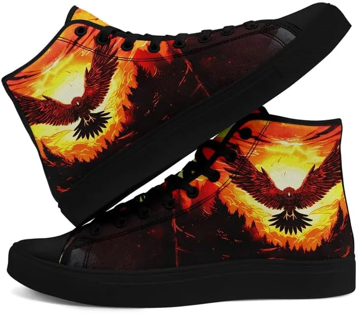 Unisex Skull High Tops for Women Cool Design Black Canvas Shoes Classic Lace Up Fashion Sneakers Streetwear