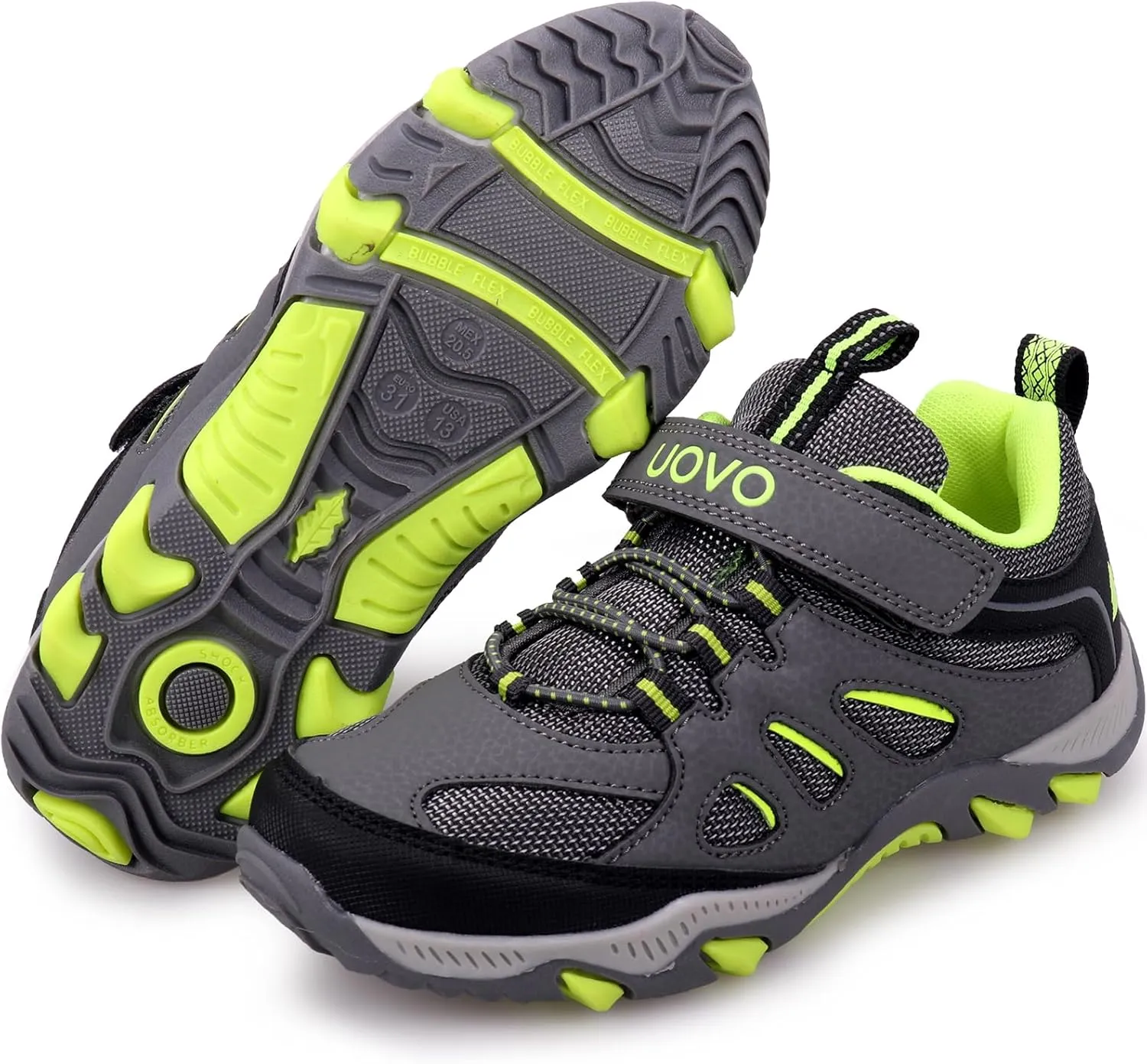 UOVO Boys Shoes Water Resistant Hiking Boots Kids Outdoor Walking Shoes Non Slip Ankle Athletic Sneaker Anti Collision Size 9.5 Toddler to 4.5 Big Kids