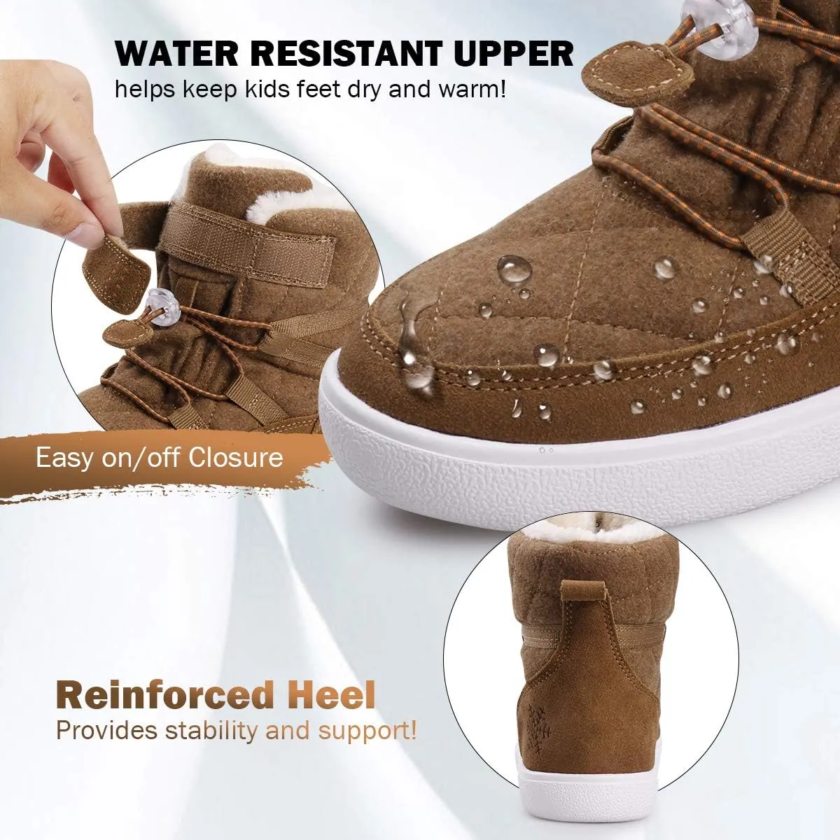 UOVO Boys Winter Snow Boots - Waterproof, Warm, Slip Resistant Outdoor Boots for Kids (Little/Big Boys)