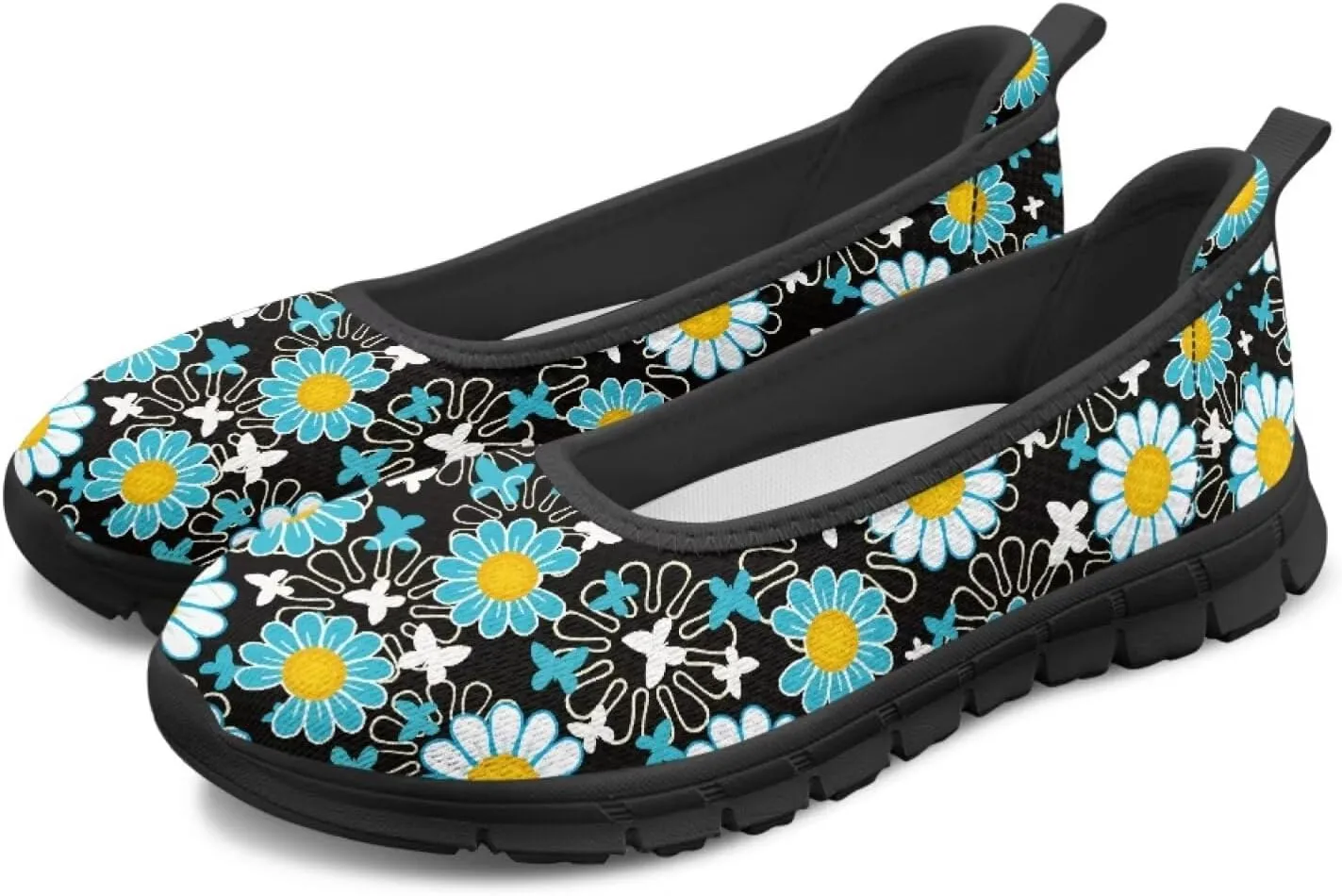 Various Floral Print Women's Flats Round Toe Ballet Loafers Lightweight Mesh Breathable Casual Sneakers Work & Travel