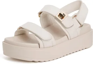 vodvob Women’s Flat Sandals with Soft Cushioned Footbed Open Toe Slides Adjustable Slip On Slippers for Summer