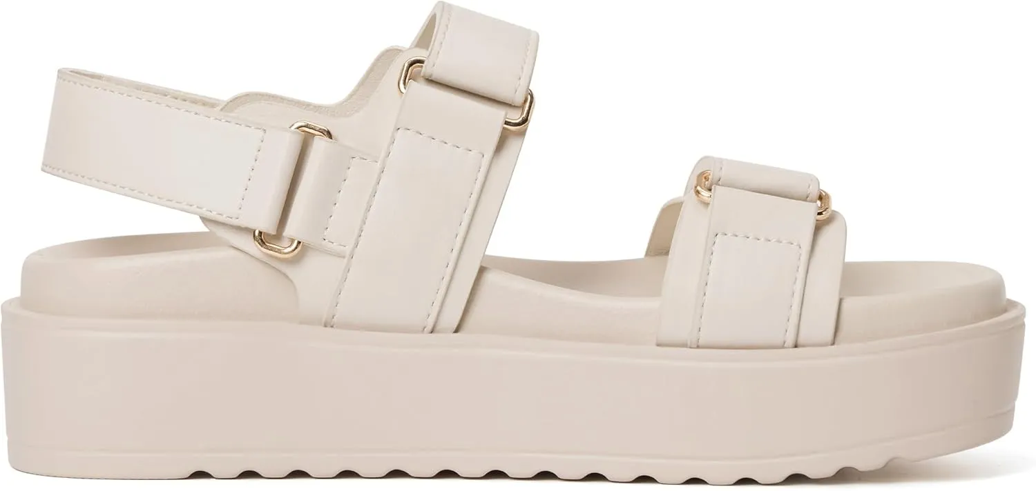 vodvob Women’s Flat Sandals with Soft Cushioned Footbed Open Toe Slides Adjustable Slip On Slippers for Summer