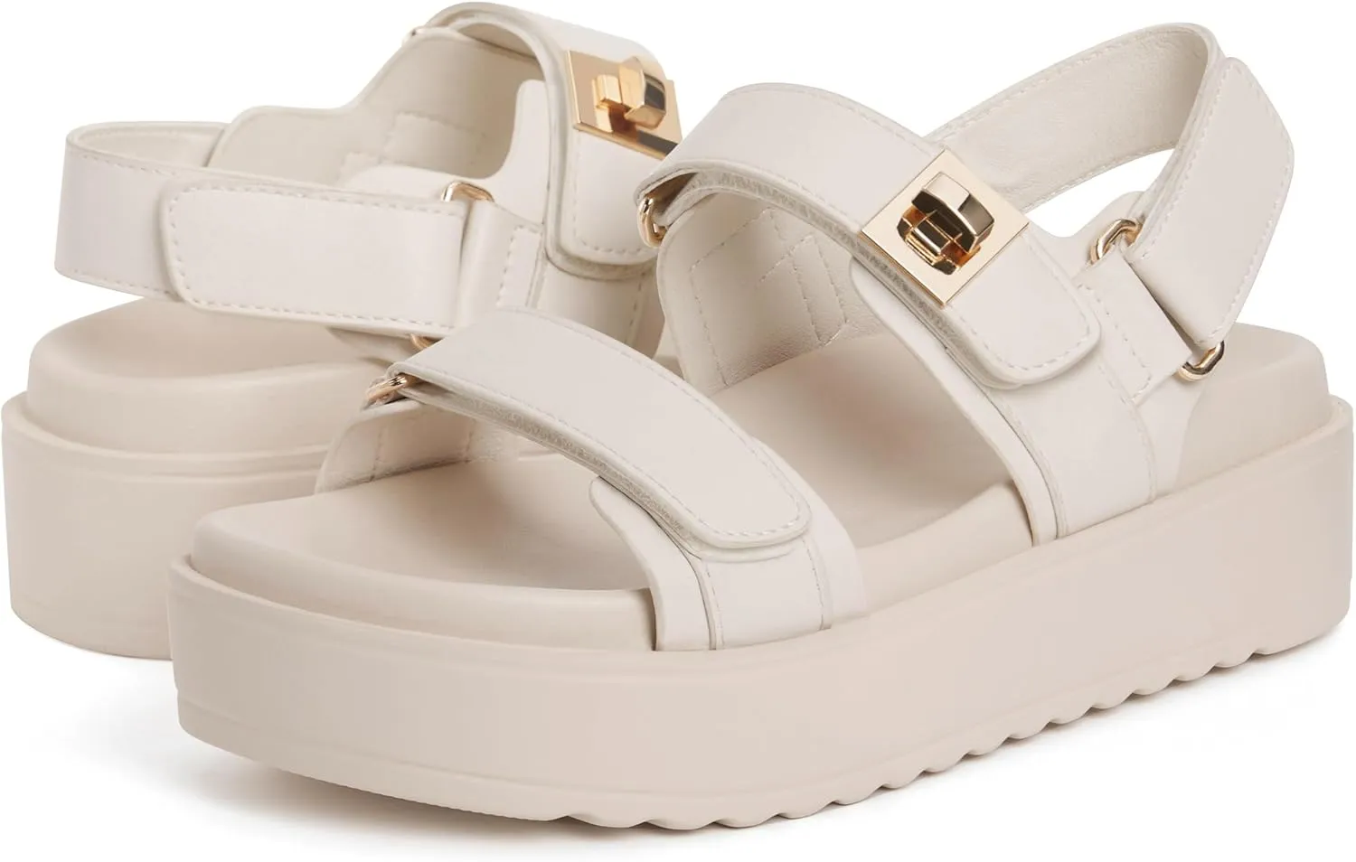 vodvob Women’s Flat Sandals with Soft Cushioned Footbed Open Toe Slides Adjustable Slip On Slippers for Summer