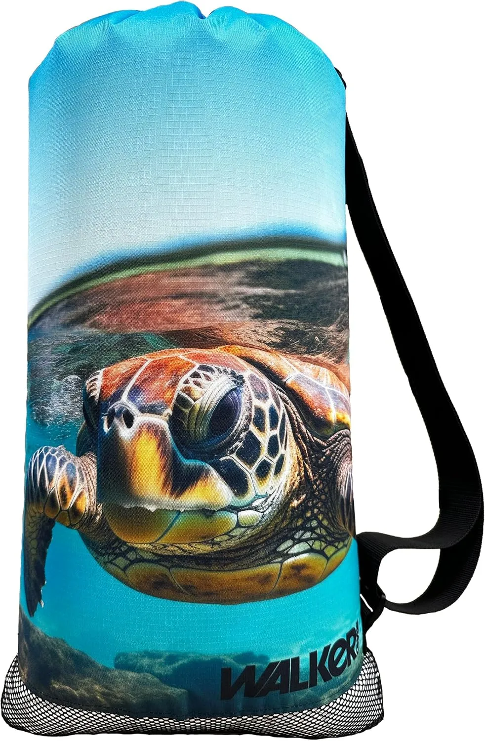 Walker Beach Mesh Net Travel Boat Bag for Snorkeling, Dive, and Swim Gear – USA Made (Turtle Splash)