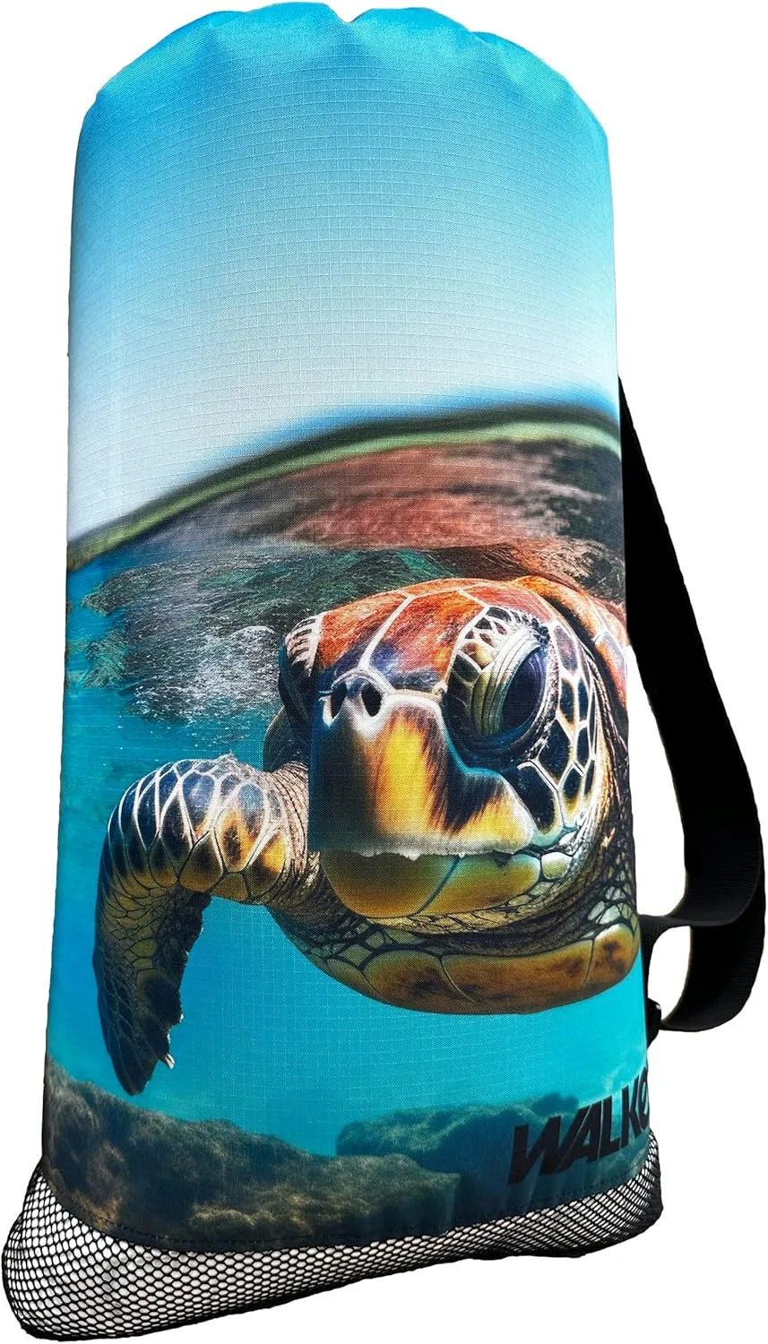 Walker Beach Mesh Net Travel Boat Bag for Snorkeling, Dive, and Swim Gear – USA Made (Turtle Splash)