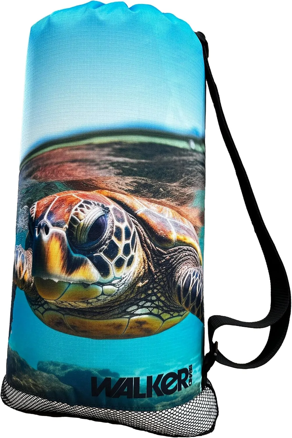 Walker Beach Mesh Net Travel Boat Bag for Snorkeling, Dive, and Swim Gear – USA Made (Turtle Splash)