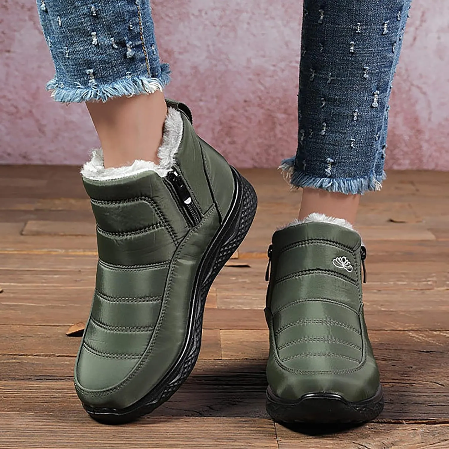 Waterproof Boots for Women Anti-Slip Mid-Calf Snow Boots Warm Outdoor Comfortable Hiking Booties