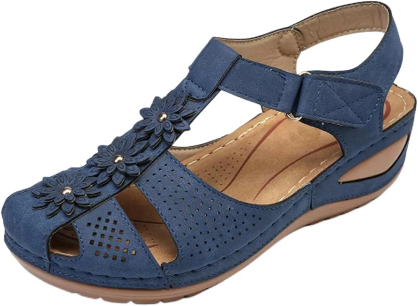 Wedge Sandals for Women Closed Toe Comfortable with Massage Function Outdoor Platform Orthotic Slippers Arch Support Shoes Plantar Fasciitis Summer 2025 Black Orthopedic Espadrilles Flats