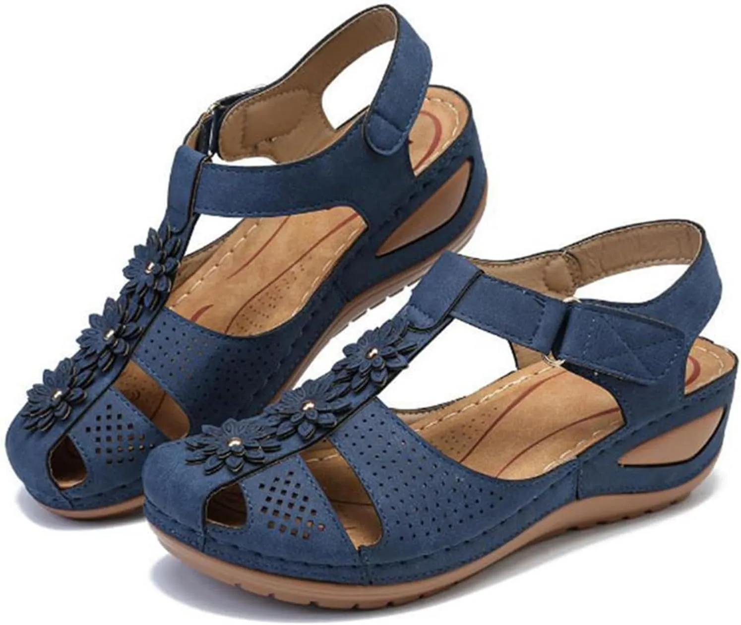 Wedge Sandals for Women Closed Toe Comfortable with Massage Function Outdoor Platform Orthotic Slippers Arch Support Shoes Plantar Fasciitis Summer 2025 Black Orthopedic Espadrilles Flats