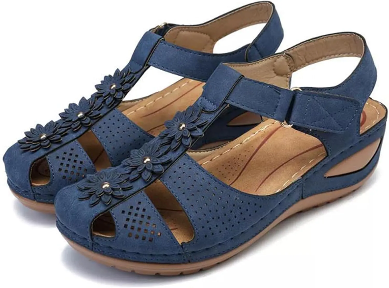 Wedge Sandals for Women Closed Toe Comfortable with Massage Function Outdoor Platform Orthotic Slippers Arch Support Shoes Plantar Fasciitis Summer 2025 Black Orthopedic Espadrilles Flats