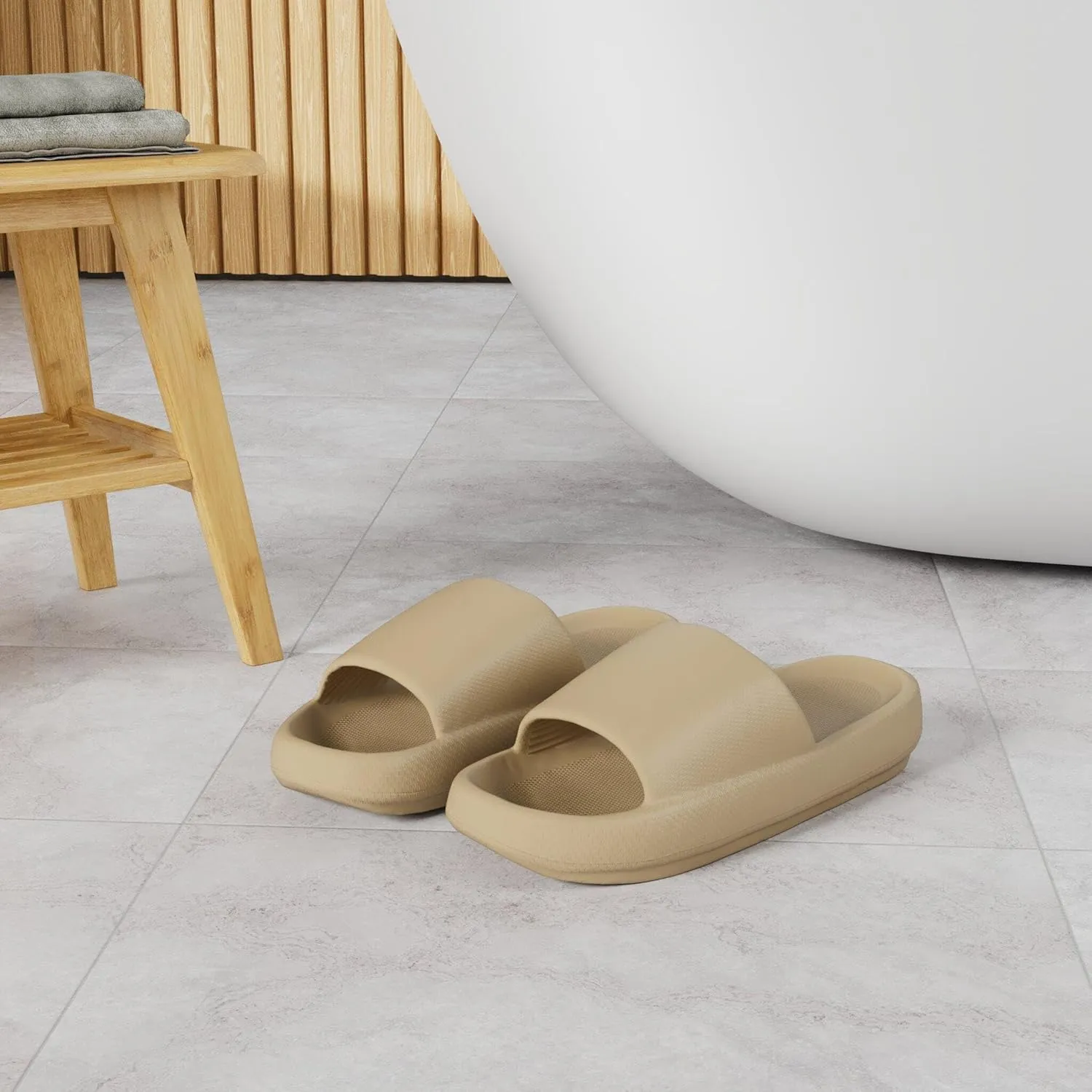 welltree Slides for Women Men Pillow Slippers Non-Slip Bathroom Shower Sandals Soft Thick Sole Indoor and Outdoor Slides