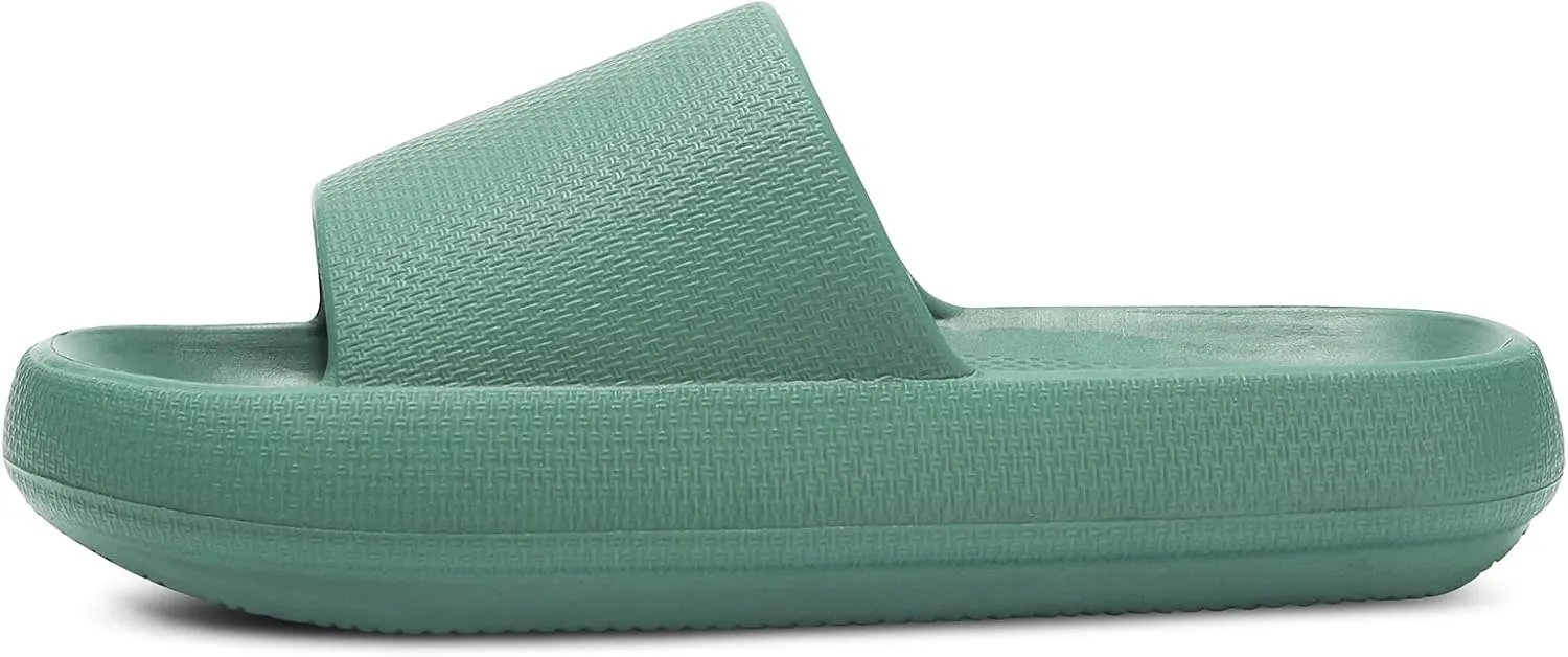 welltree Slides for Women Men Pillow Slippers Non-Slip Bathroom Shower Sandals Soft Thick Sole Indoor and Outdoor Slides