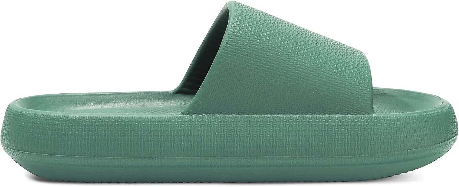 welltree Slides for Women Men Pillow Slippers Non-Slip Bathroom Shower Sandals Soft Thick Sole Indoor and Outdoor Slides