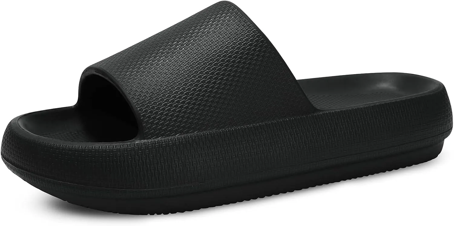welltree Slides for Women Men Pillow Slippers Non-Slip Bathroom Shower Sandals Soft Thick Sole Indoor and Outdoor Slides