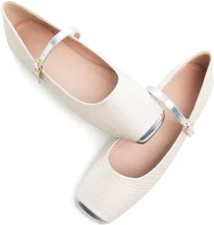 WENJIAZHIZHI Womens Square Toe Ballet Flats Comfortable Mary Jane Shoes Dressy Casual Slip-On Ballerina Walking Flat Shoes