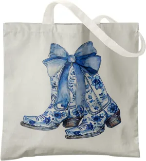 Western Cowboy Cowgirl Boots Canvas Tote Bag For Shopping Market Work,Western Cowgirl Cowboy Gifts