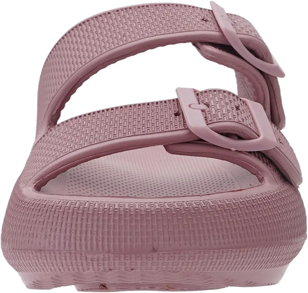 WHITIN Slides for Women Men Double Buckle Adjustable Thick Sole Pillow Slippers Bathroom Sandals