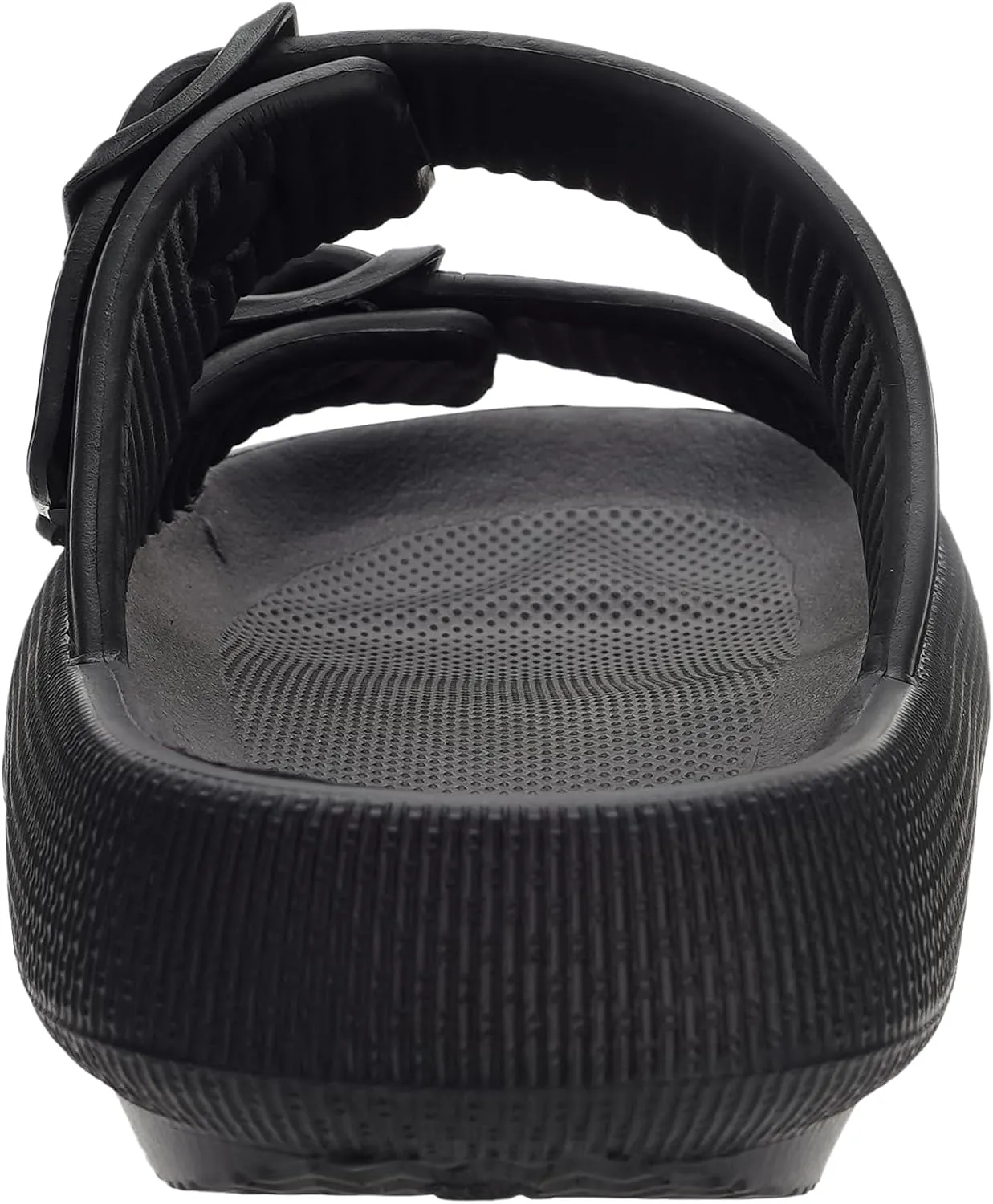 WHITIN Slides for Women Men Double Buckle Adjustable Thick Sole Pillow Slippers Bathroom Sandals