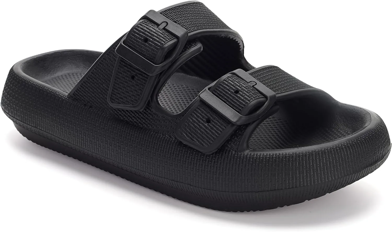 WHITIN Slides for Women Men Double Buckle Adjustable Thick Sole Pillow Slippers Bathroom Sandals