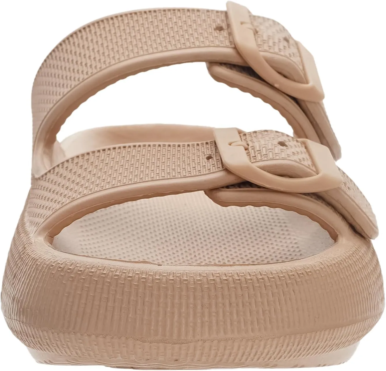 WHITIN Slides for Women Men Double Buckle Adjustable Thick Sole Pillow Slippers Bathroom Sandals