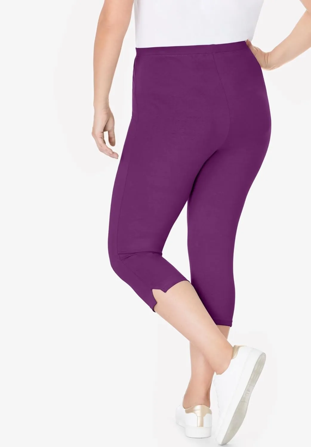 Woman Within Plus Size Stretch Cotton Capri Legging