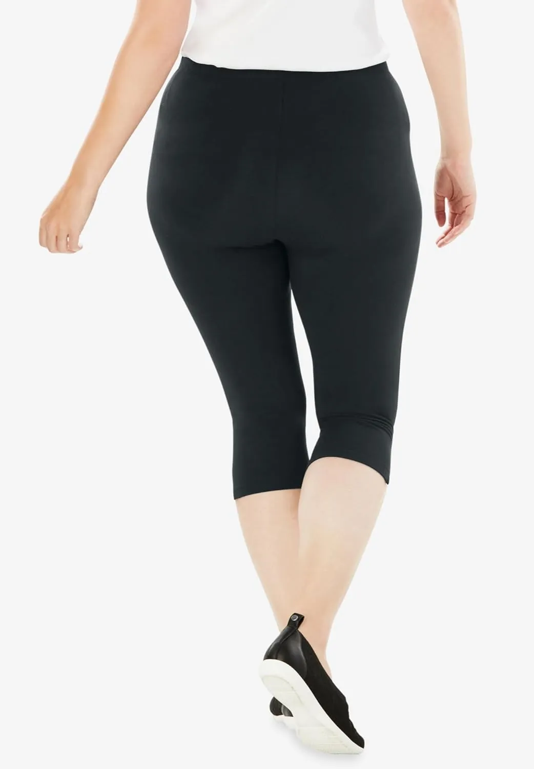 Woman Within Plus Size Stretch Cotton Capri Legging
