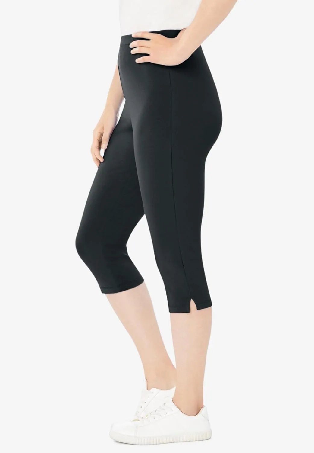 Woman Within Plus Size Stretch Cotton Capri Legging