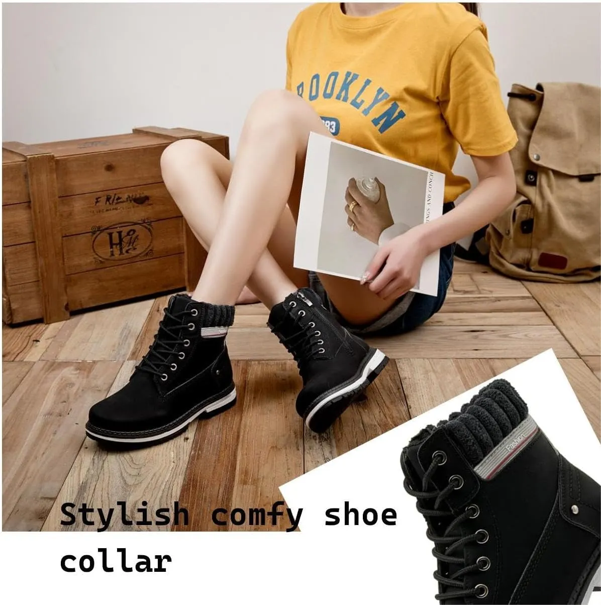 Women Work Boots - Waterproof Hiking Outdoor Lightweight Construction Composite Comfortable Zipper Hiking